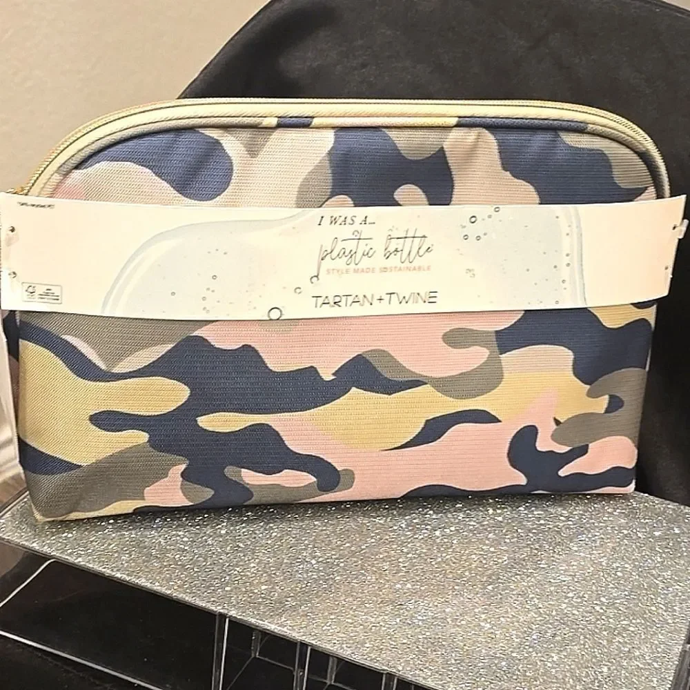 Tartan + Twine Pink Green Camo Cosmetic Case